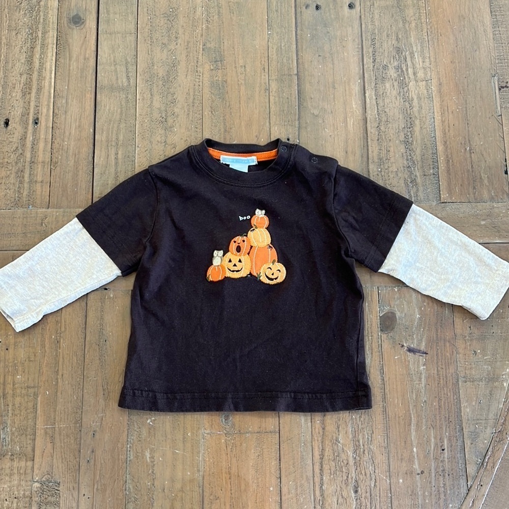 Janie and jack pumpkin owl embroidered long sleeve tee